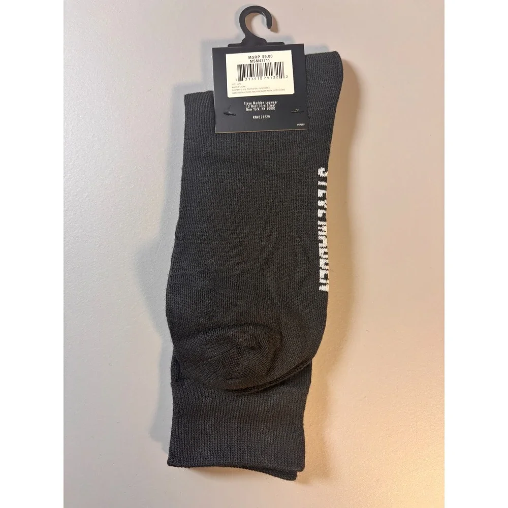 Steve Madden Mens Crew Socks‎ 6 Pack Shoe Size 6-12.5 Novelty Patterns Black